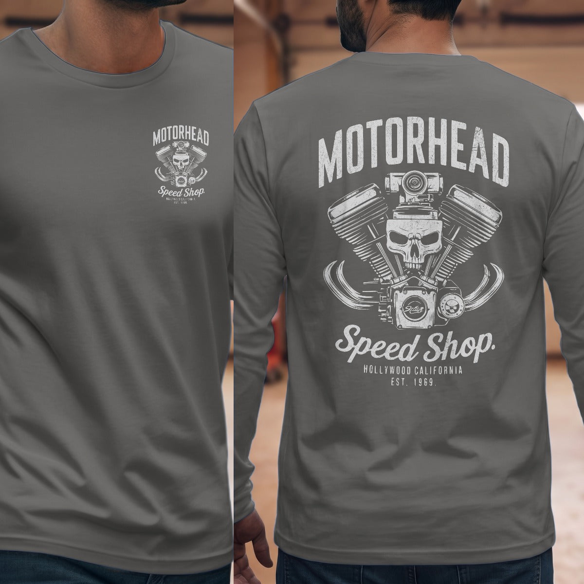 Graphite Heather | Left Chest + Back