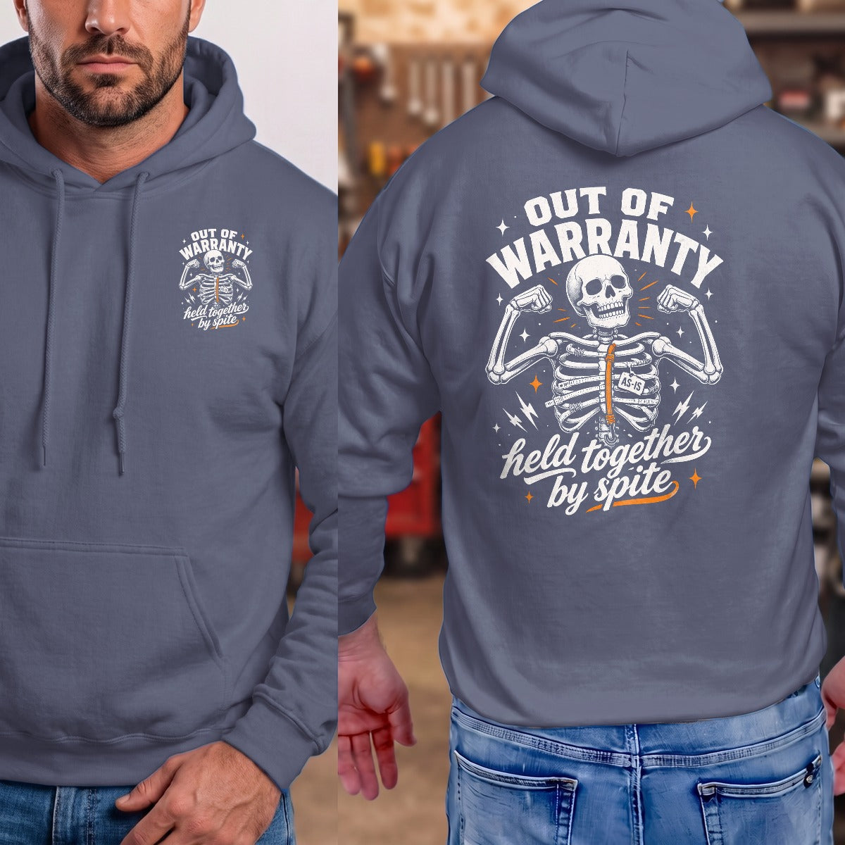 Heather Navy | Left Chest + Back