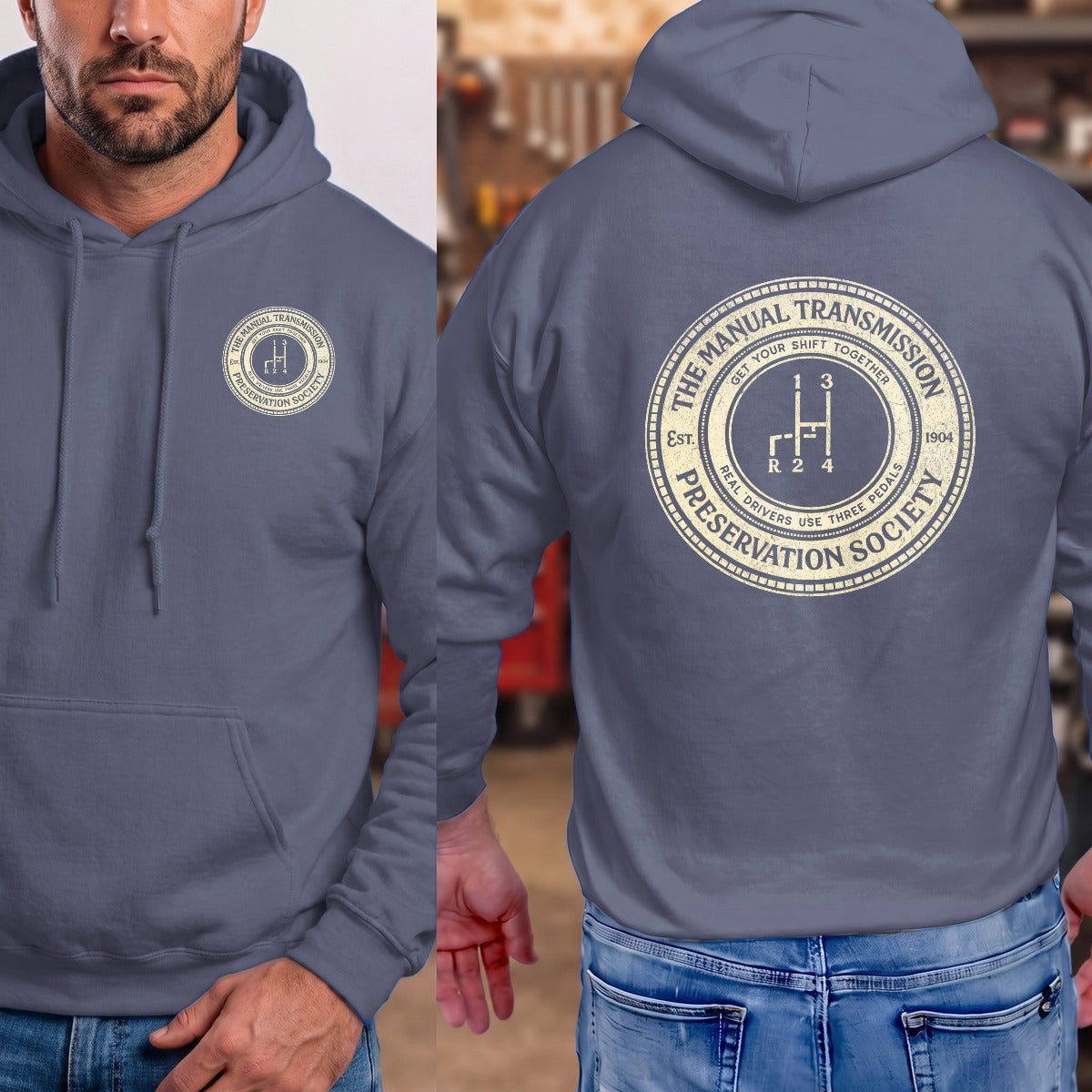 Heather Navy | Left Chest + Back