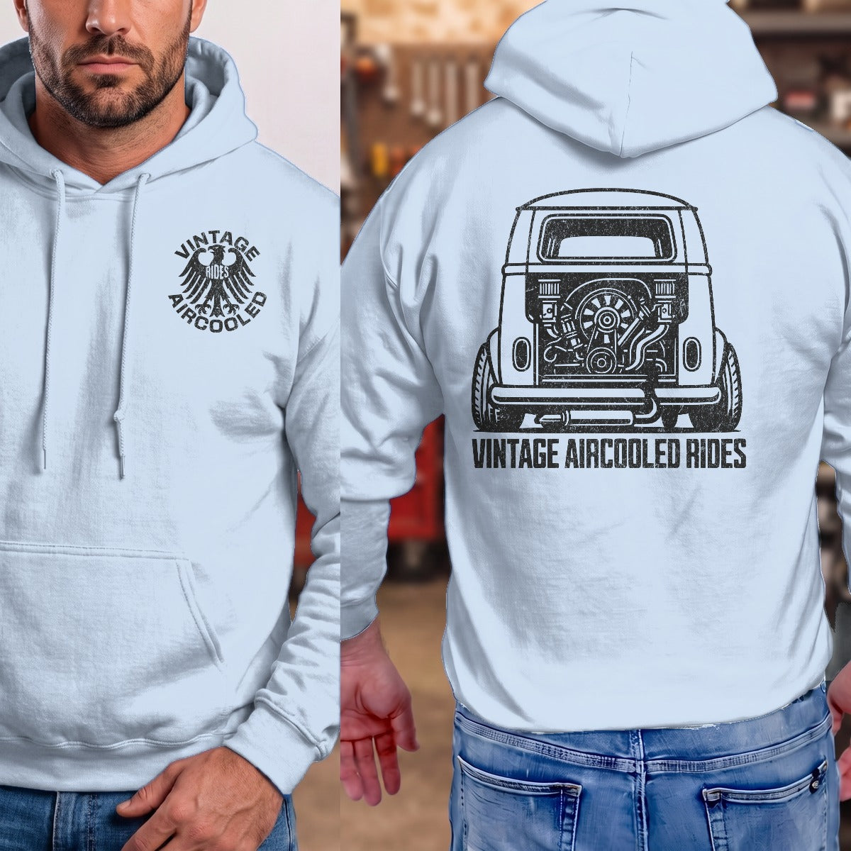 Light Blue | Hoodie | Left Chest + Back