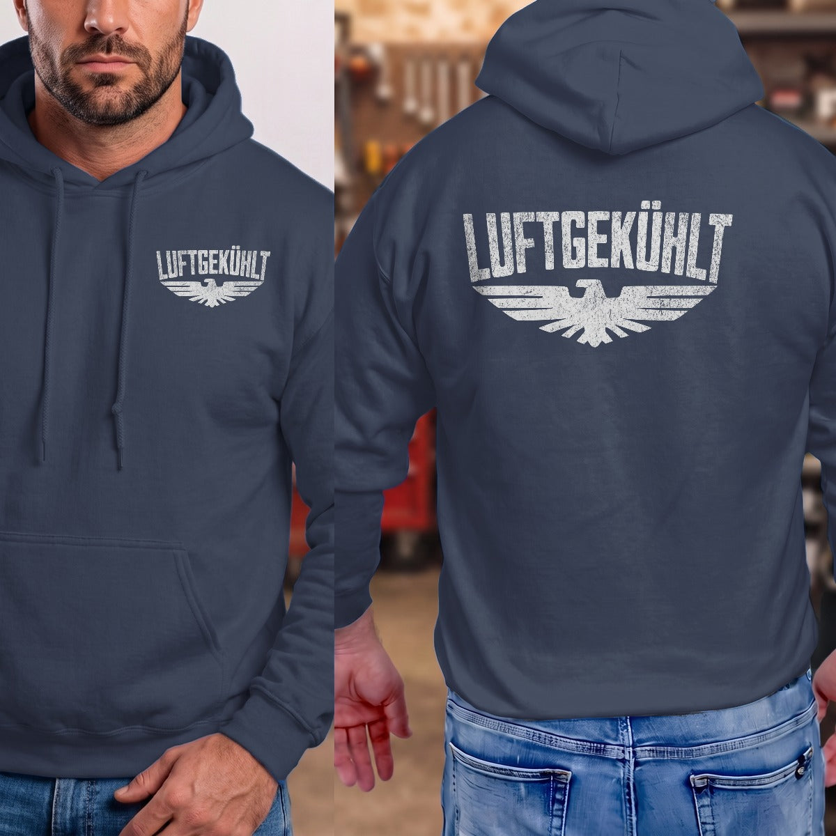 Navy | Hoodie | Left Chest + Back