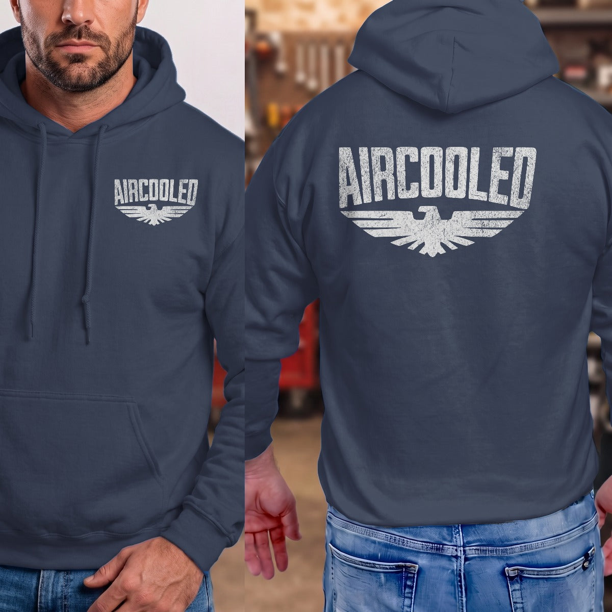 Navy | Hoodie | Left Chest + Back