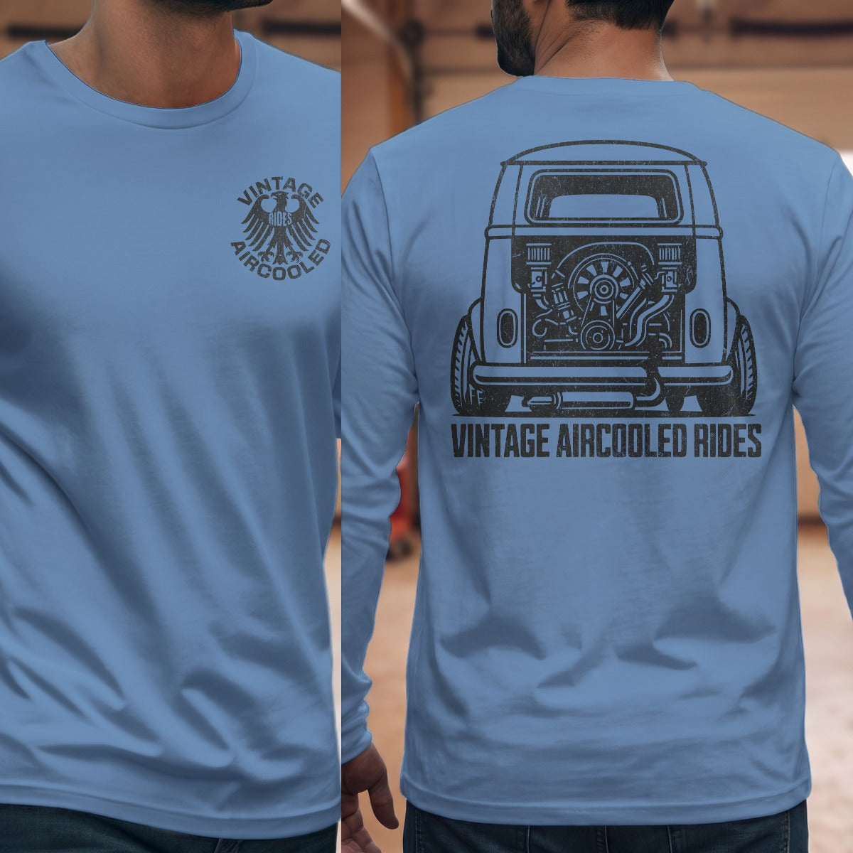 Carolina Blue | Long Sleeve | Left Chest + Back