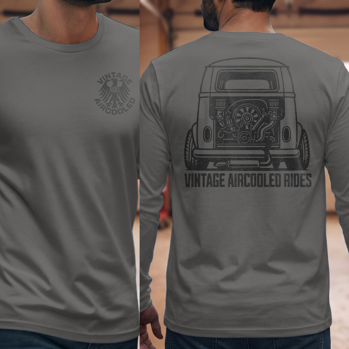 Graphite Heather | Long Sleeve | Left Chest + Back