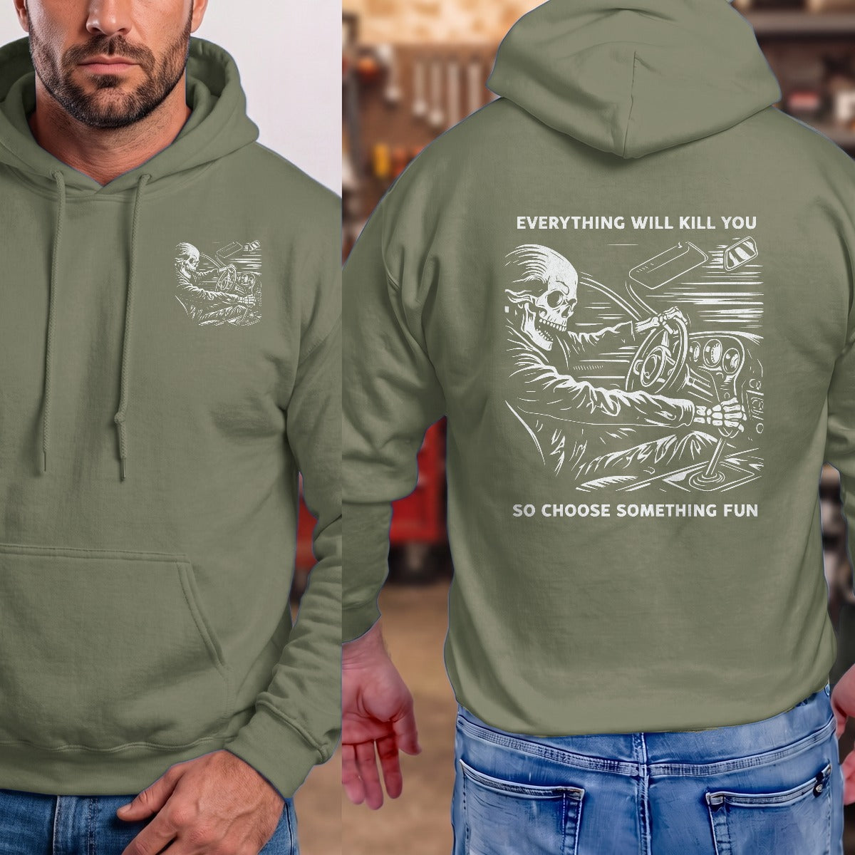 Military Green | Left Chest + Back