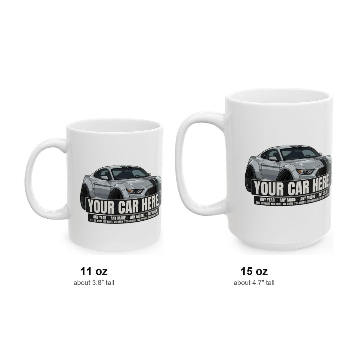 11 oz and 15 oz mugs side by side at real size