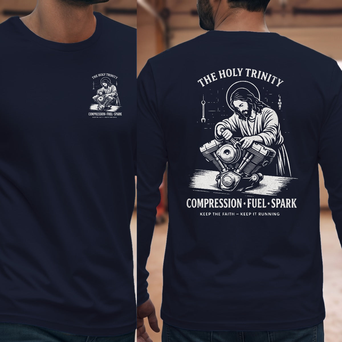 Navy | Left Chest + Back
