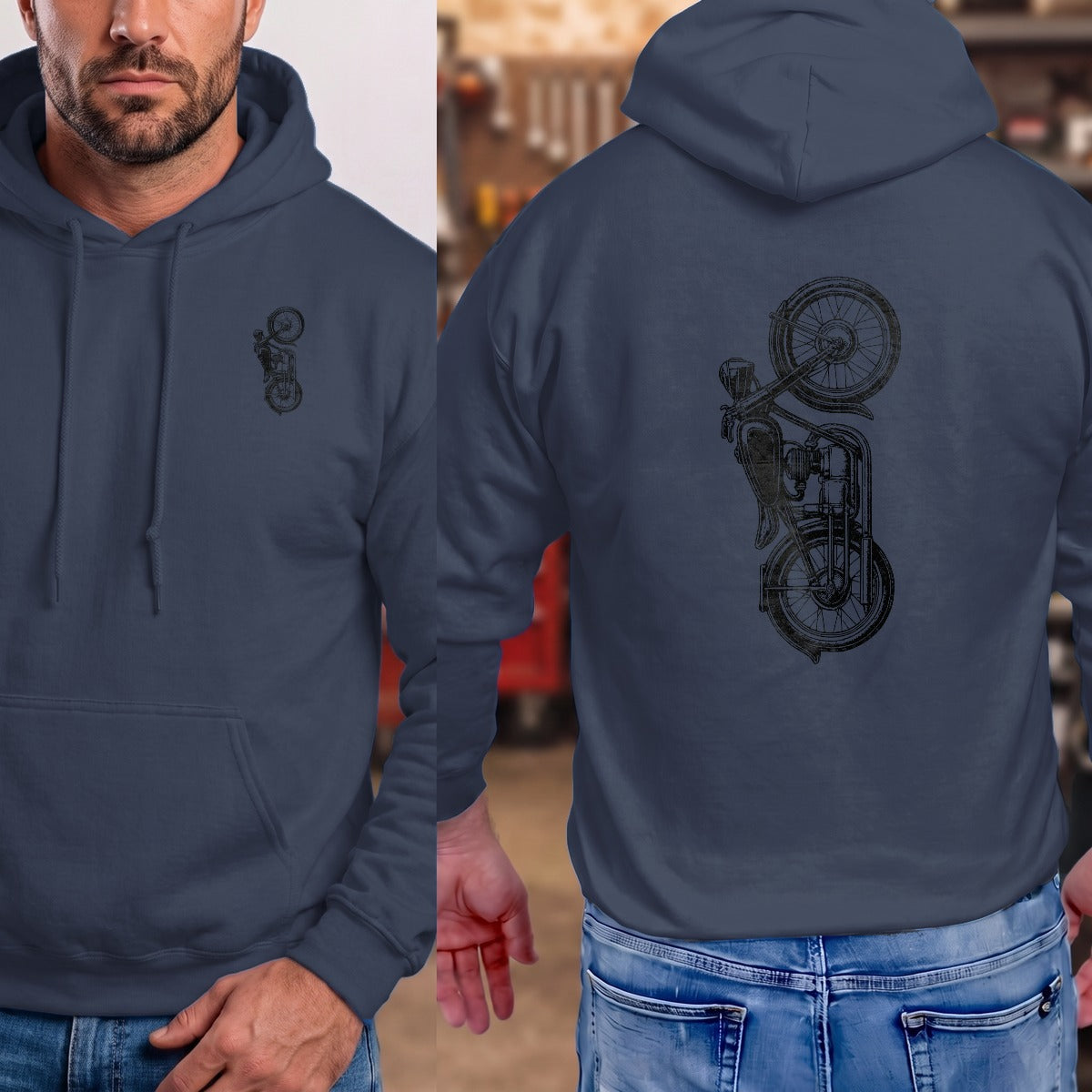 Navy | Left Chest + Back