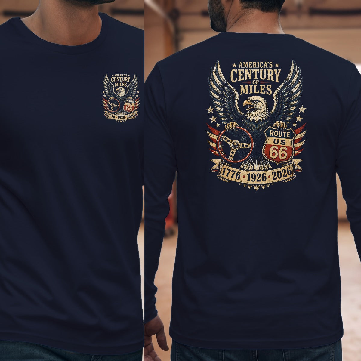 Navy | Left Chest + Back