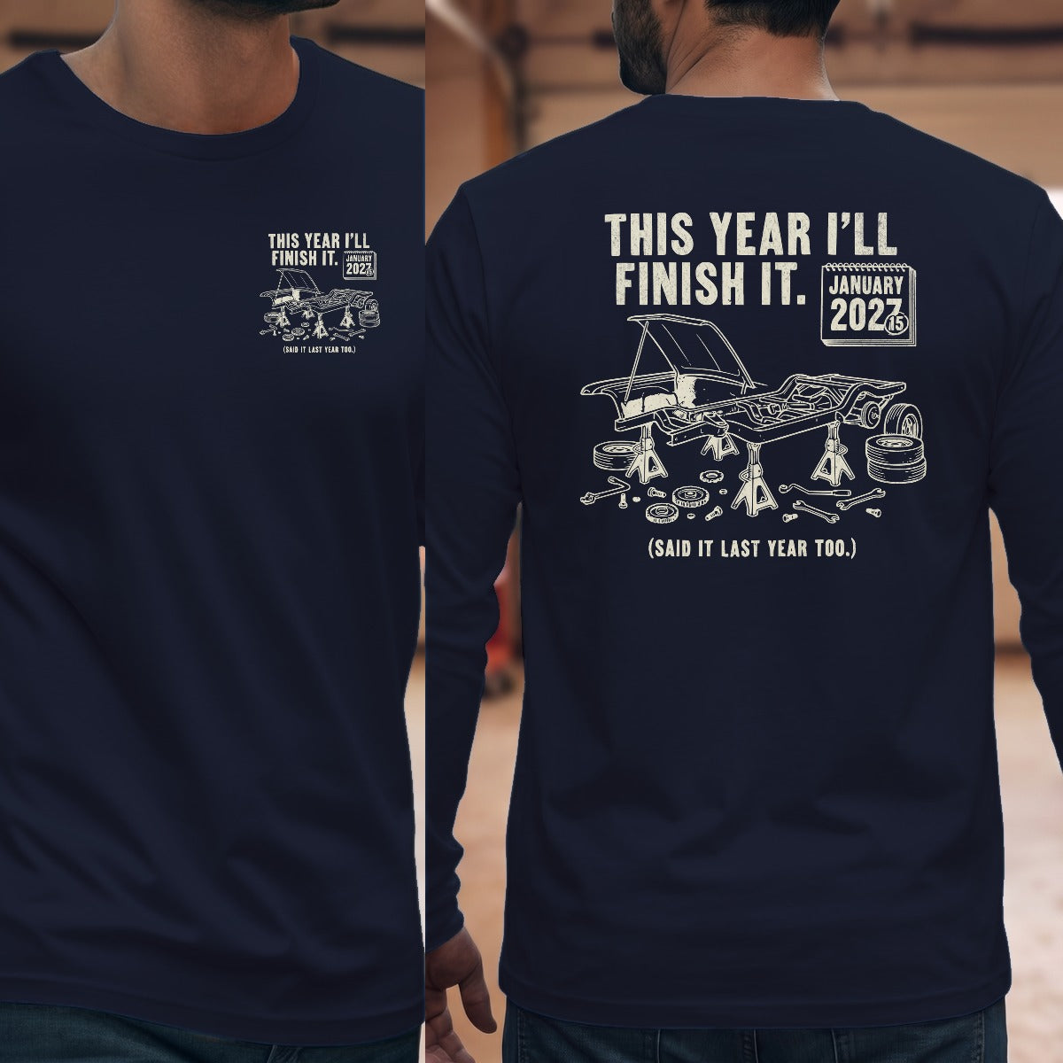 Navy | Left Chest + Back