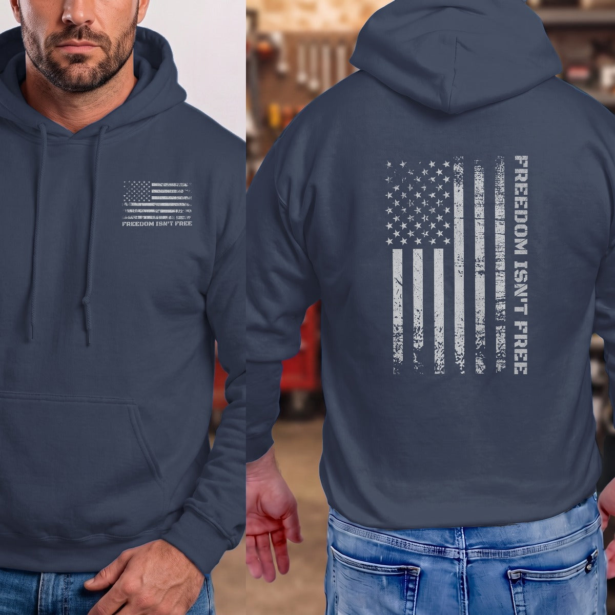 Navy | Left Chest + Back