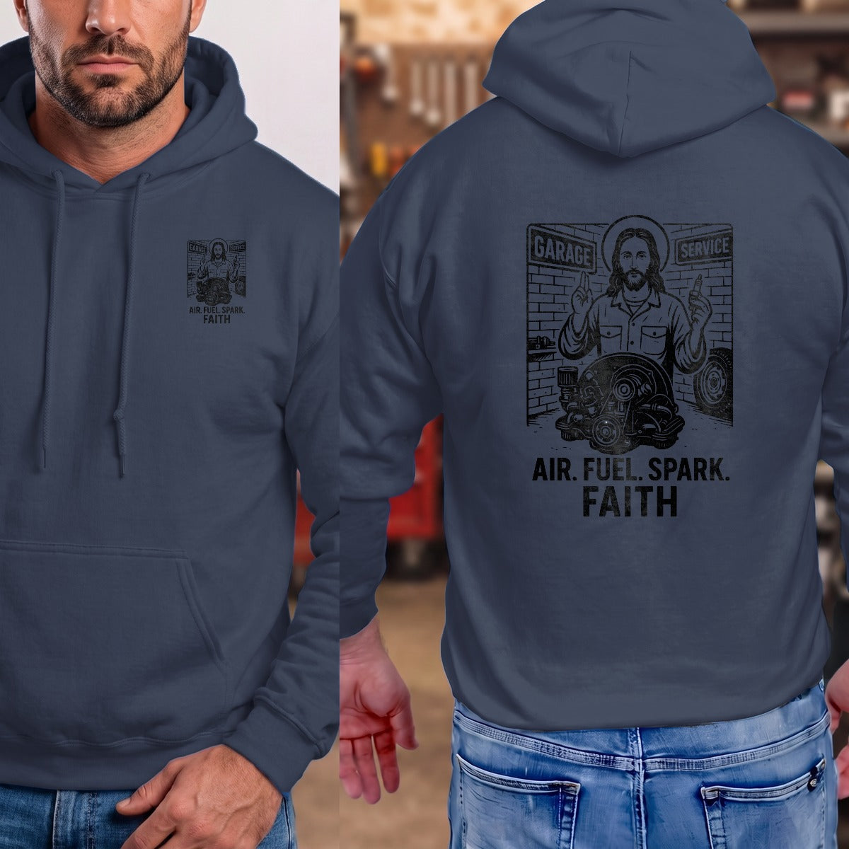 Navy | Left Chest + Back