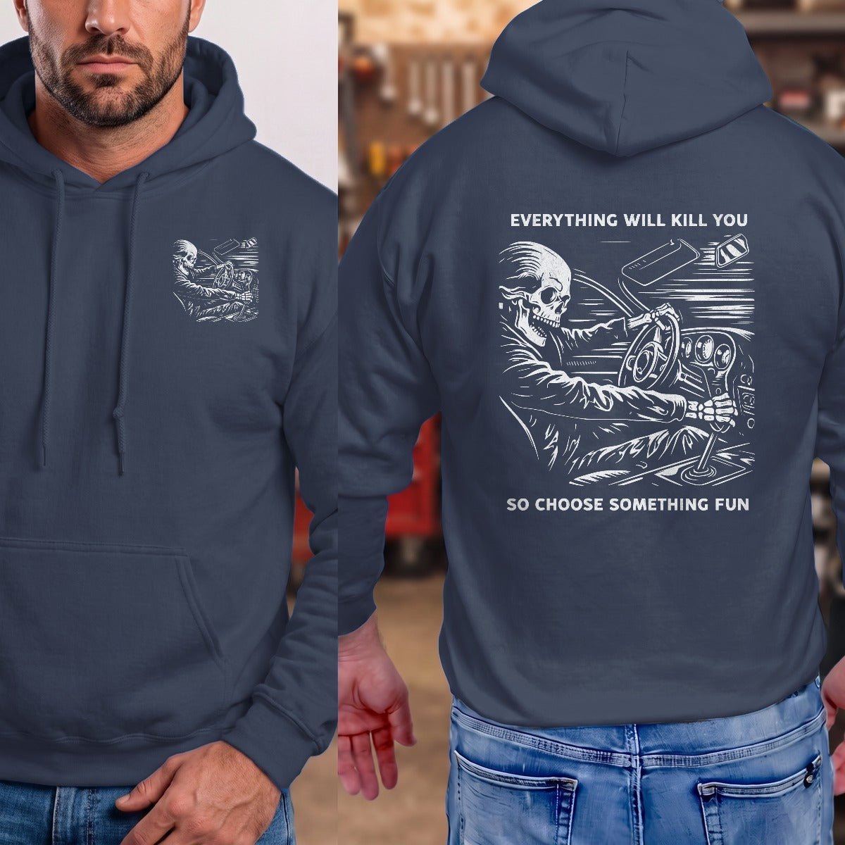 Navy | Left Chest + Back
