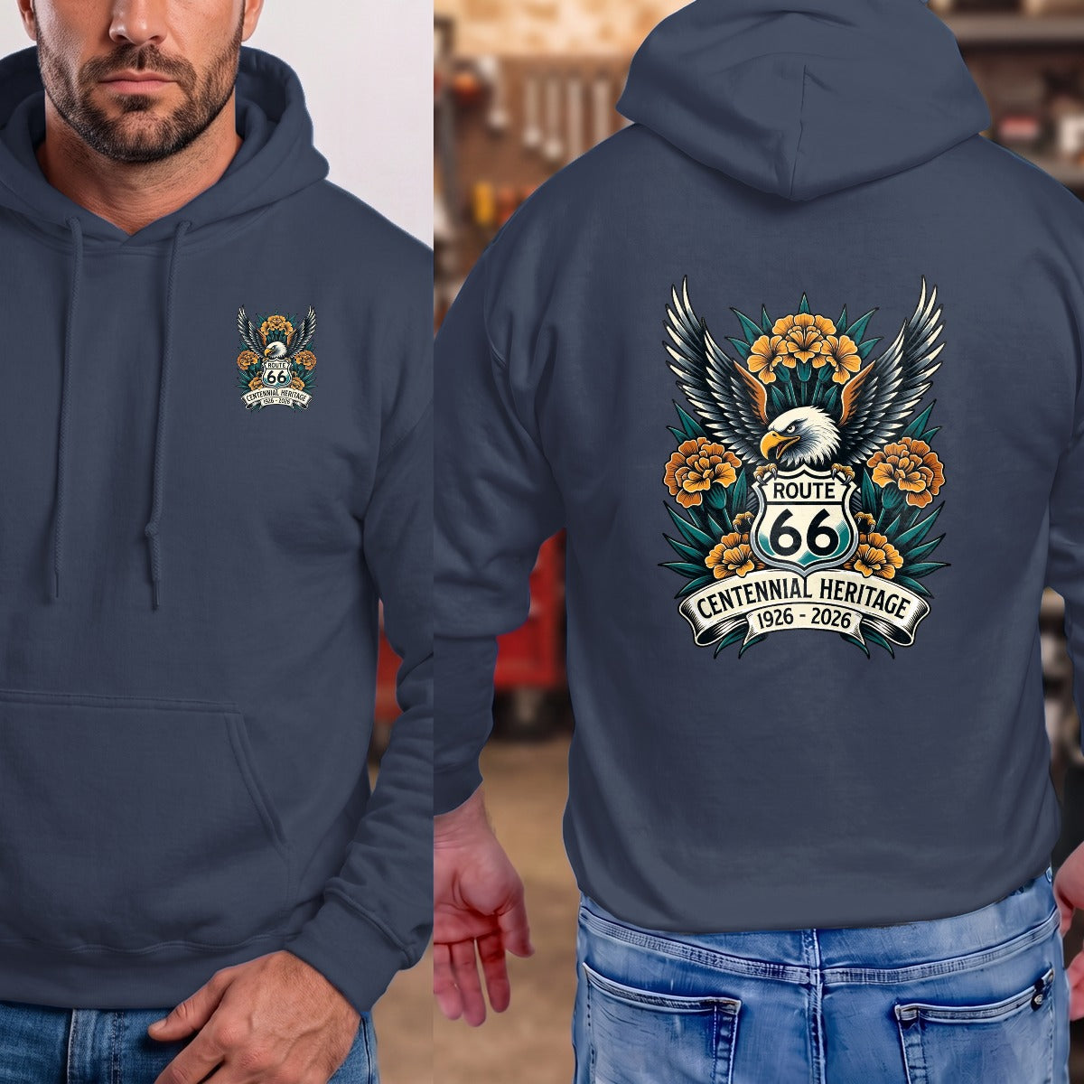 Navy | Left Chest + Back