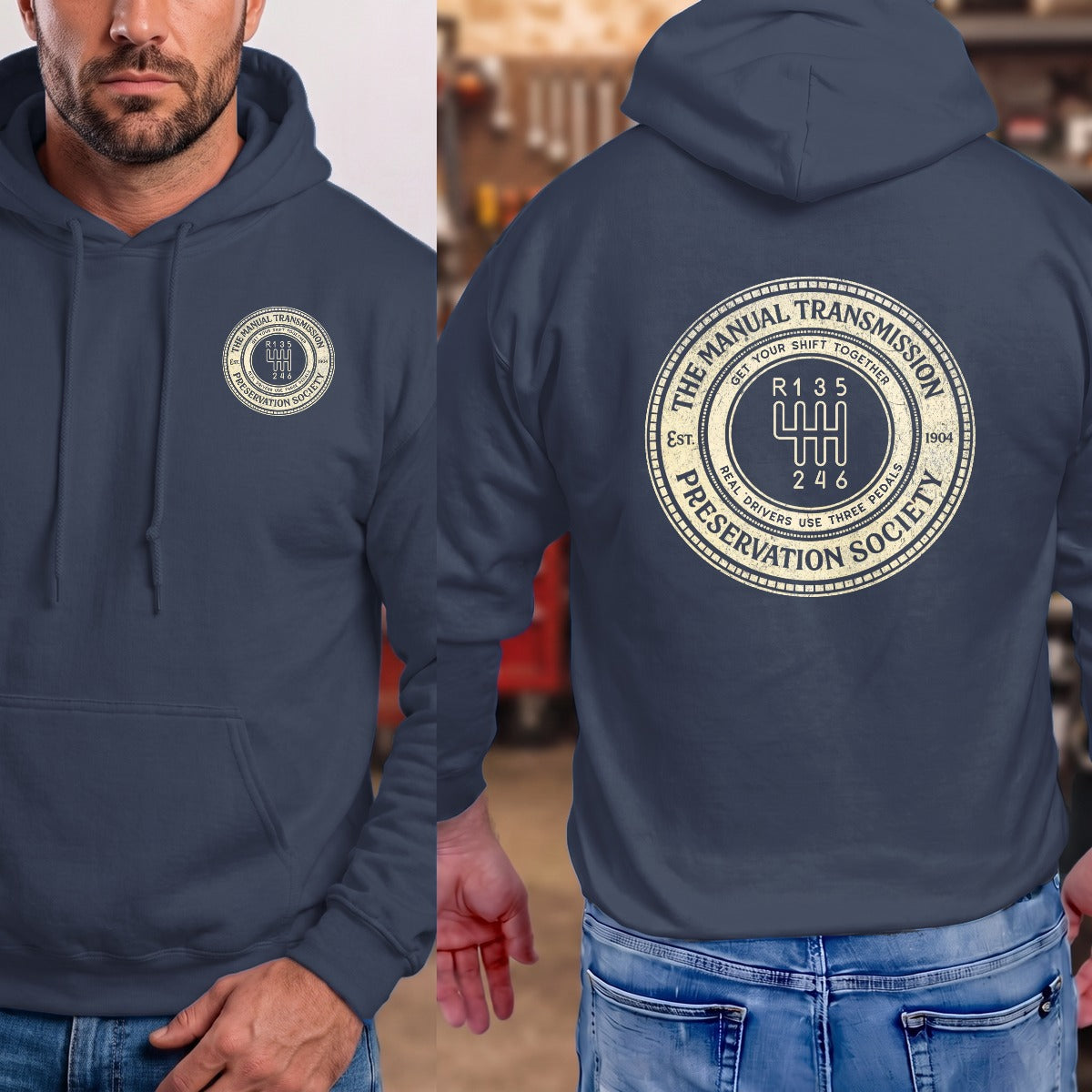 Navy | Left Chest + Back