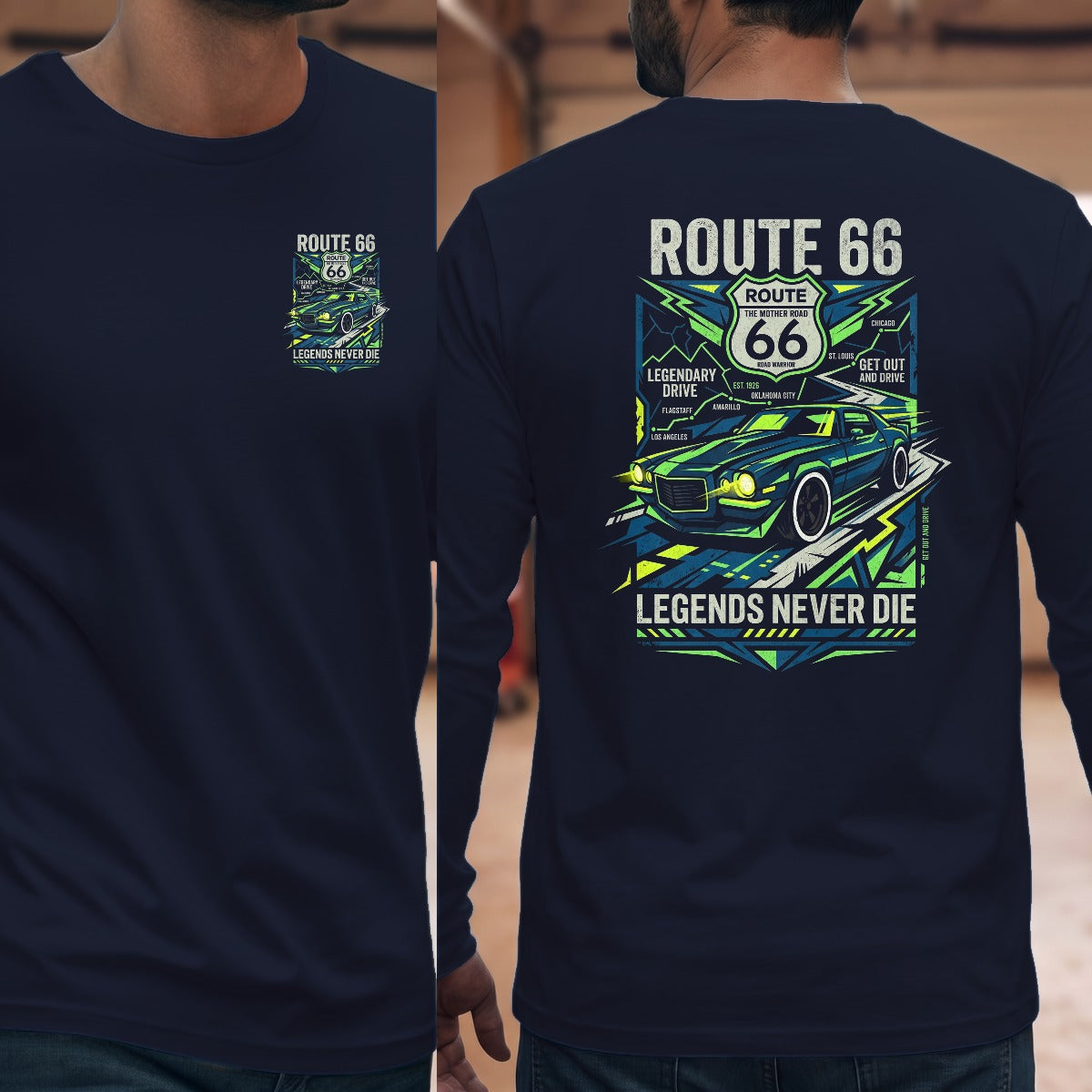 Navy | Left Chest + Back