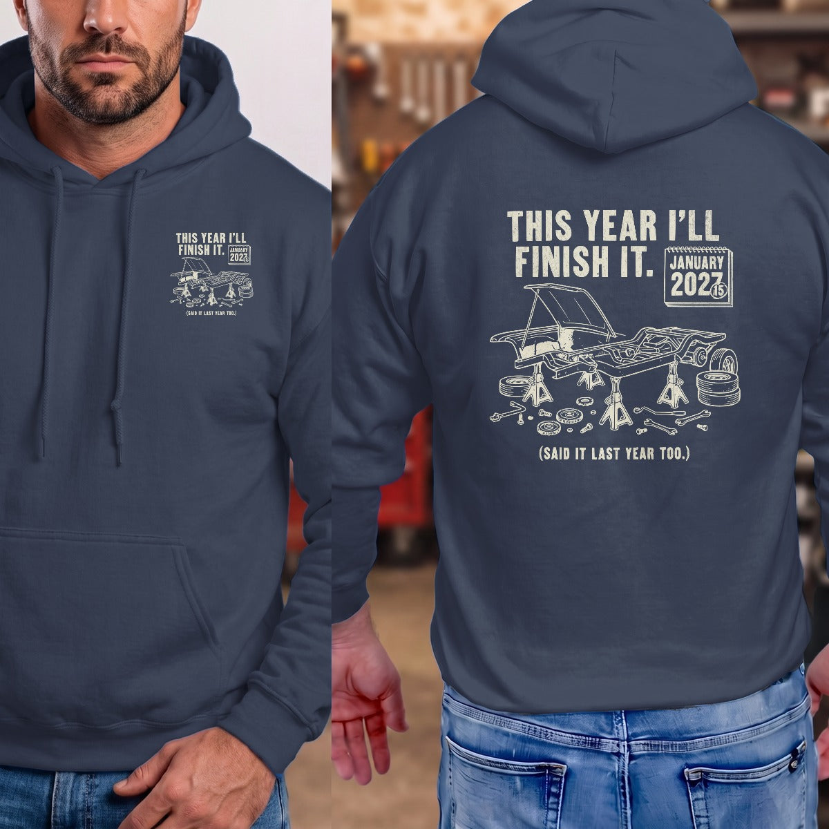 Navy | Left Chest + Back