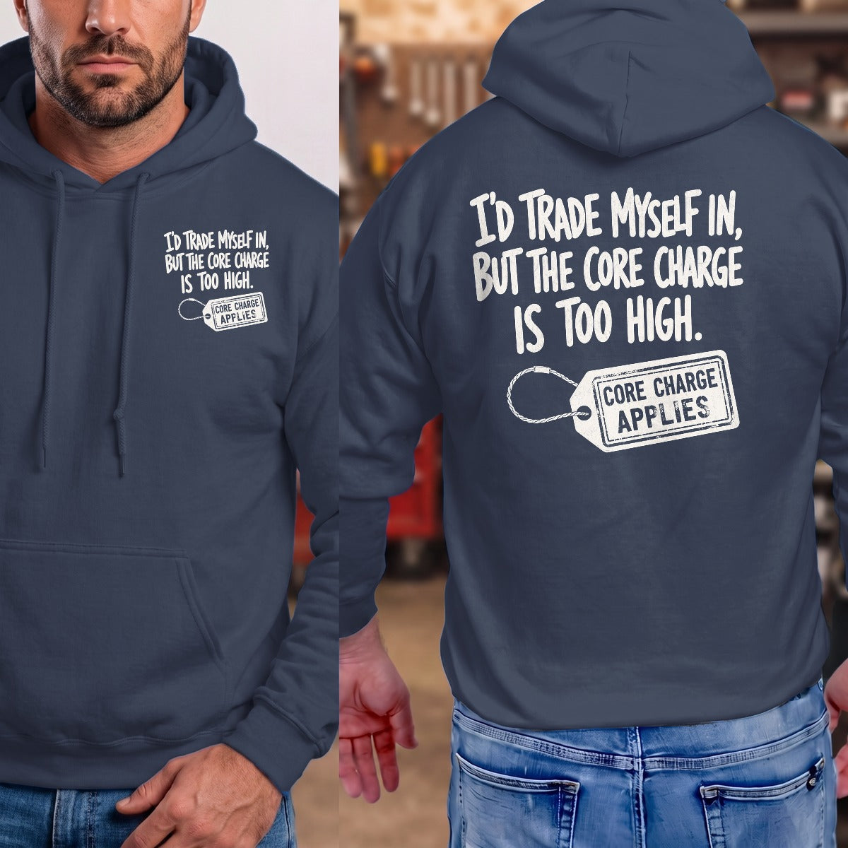 Navy | Left Chest + Back