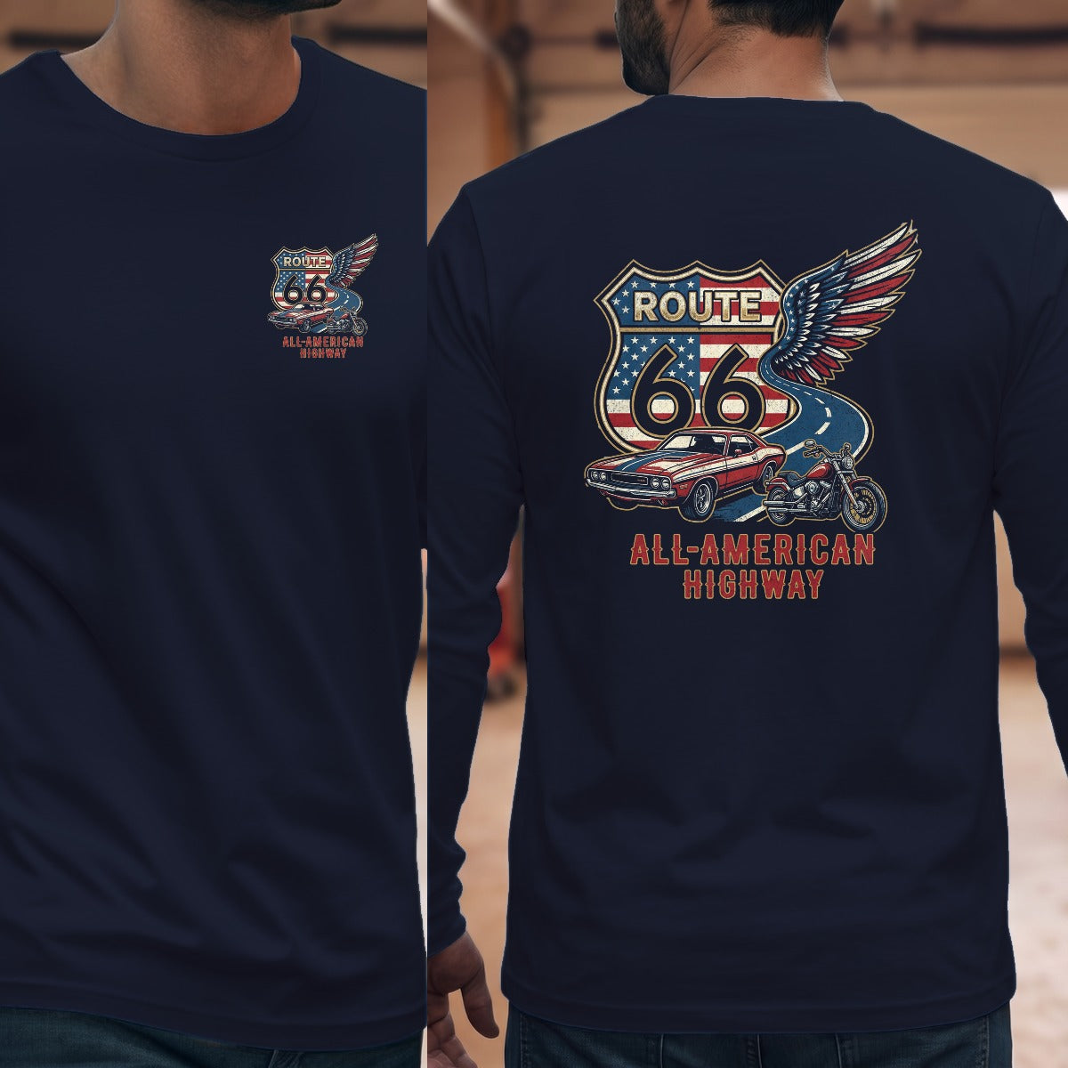 Navy | Left Chest + Back