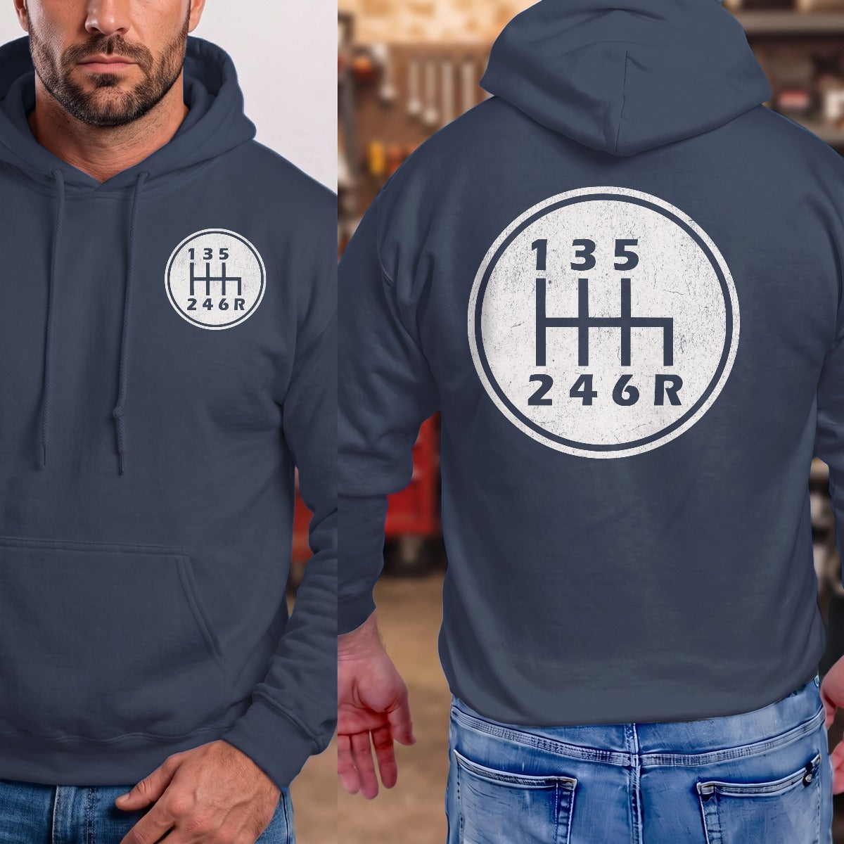 Navy | Left Chest + Back
