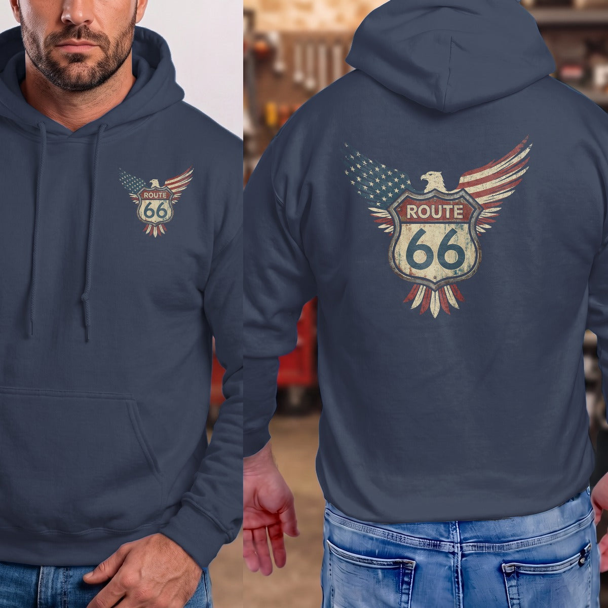 Navy | Left Chest + Back