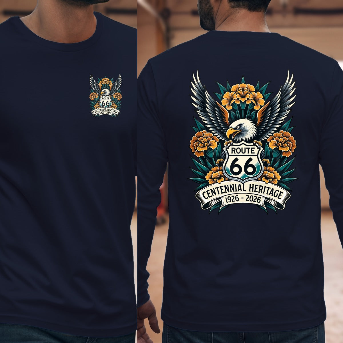 Navy | Left Chest + Back