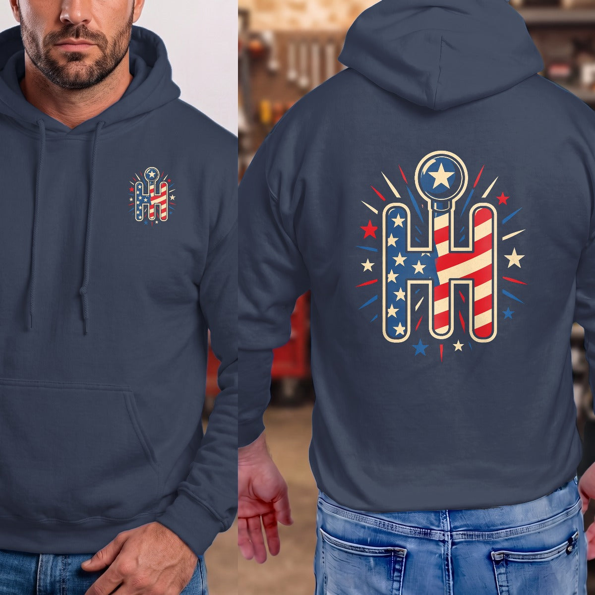 Navy | Left Chest + Back