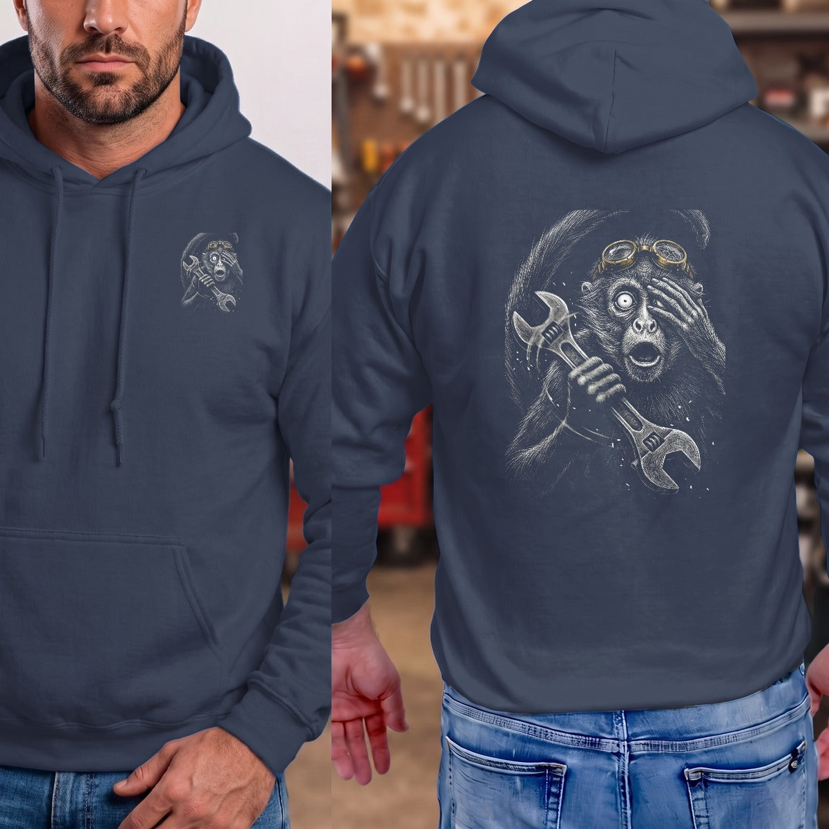 Navy | Left Chest + Back