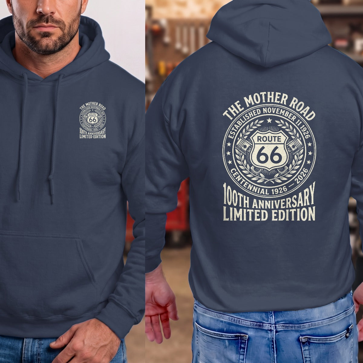 Navy | Left Chest + Back