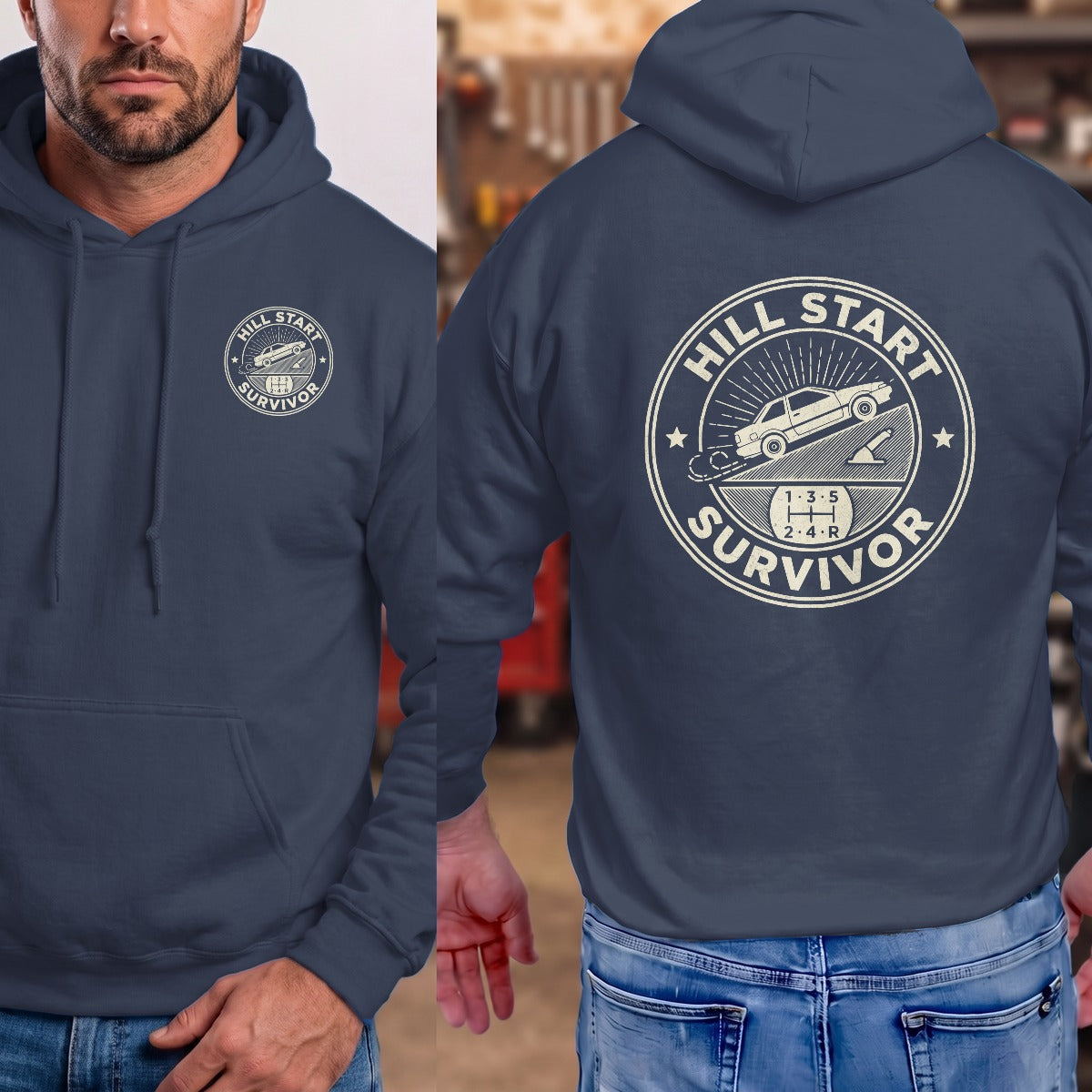 Navy | Left Chest + Back