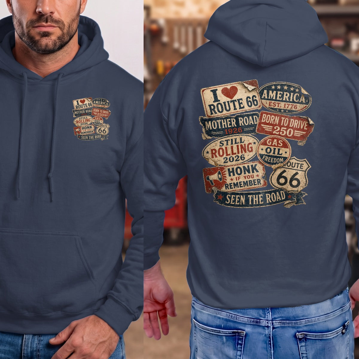 Navy | Left Chest + Back