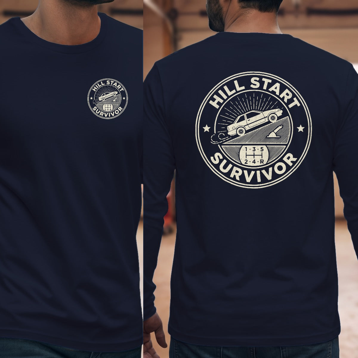 Navy | Left Chest + Back