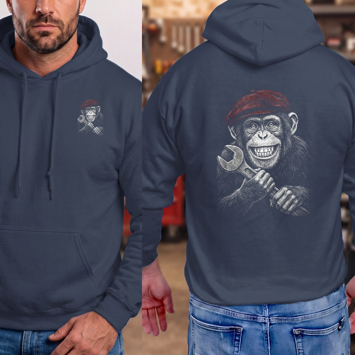 Navy | Left Chest + Back