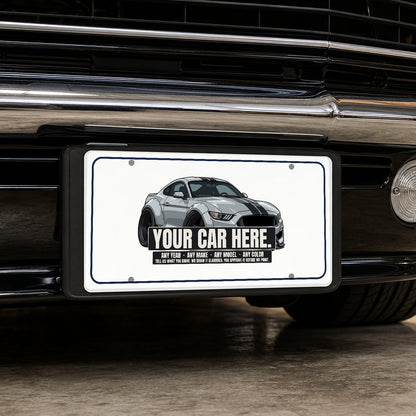 Your car here - vanity plate on the front of a classic muscle car