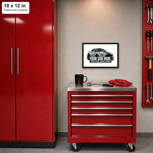 Your car here - 18 x 12 in poster above a red tool chest in a garage (frame not included)