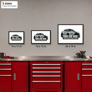 The three poster sizes side by side: 14 x 11, 18 x 12 and 24 x 18 in (frames not included)